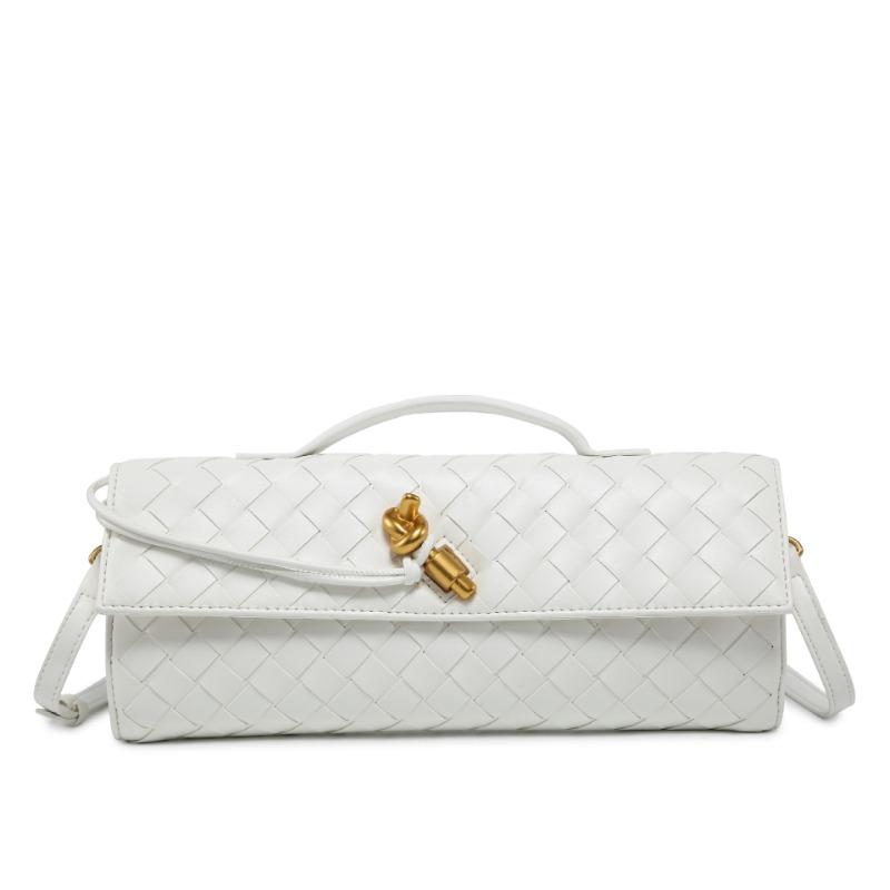 Handwoven Bag Soft Leather Lock Dinner Bag Medieval Baguette Bag Long Fashion