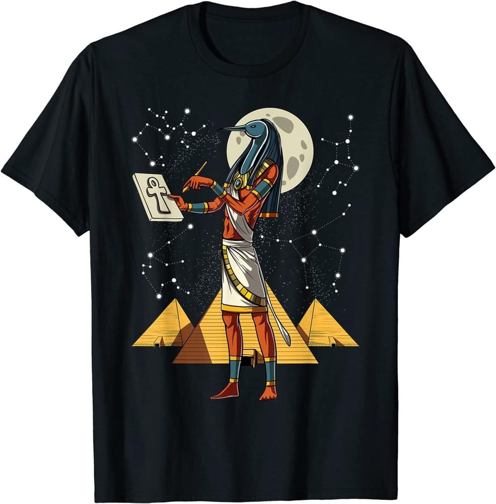 Thoth Egyptian God Ancient Egyptian Pyramids Ankh Symbol T-Shirt Size S-5XL Unisex T-Shirt L