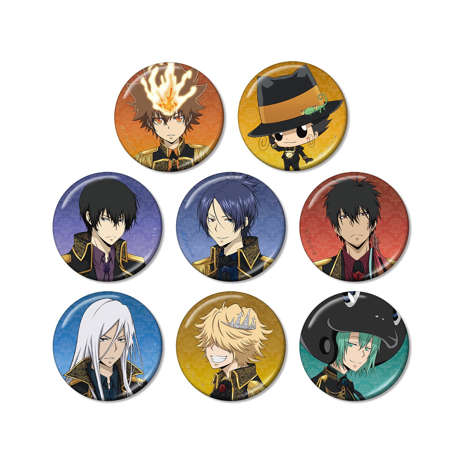 

Katekyo Hitman Original Illustration Prince Costume Trading Metallic Can Badges Box of 8 Reborn! Ver.