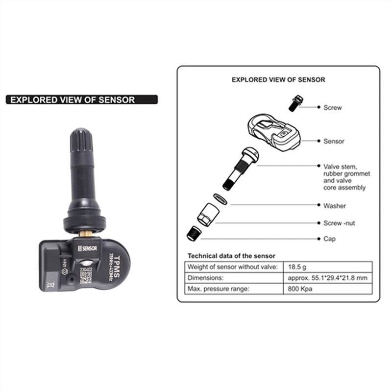 4Pcs Programmable MX Sensor For Autel TS408 TS508 ITS600 TPMS Tire Pressure Sensor 433Mhz 315MHZ 2 In 1 Sensor Monitor