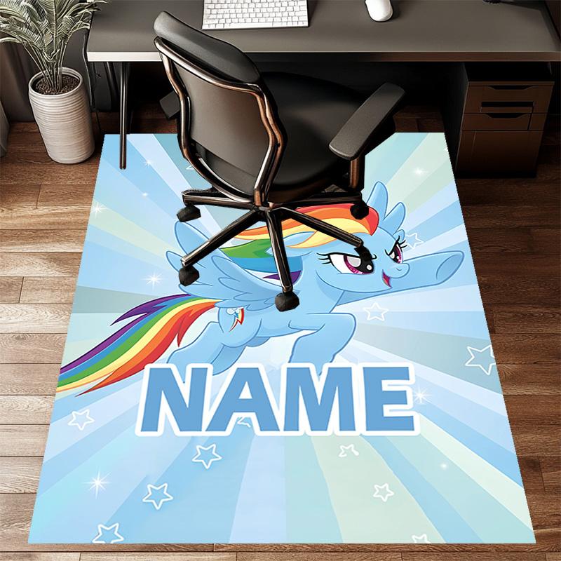 Custom My Little Pony Mat Personalized Name, Polyester Washable Indoor Entryway Rug, Gift for Christmas, Easter, Thanksgiving Day