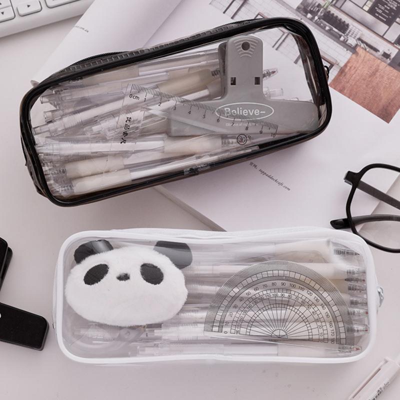 Simple Transparent Pencil Case Large Capacity Pen Bag Student Pencil Case Creative Stationery Storage Pouch School Supplies