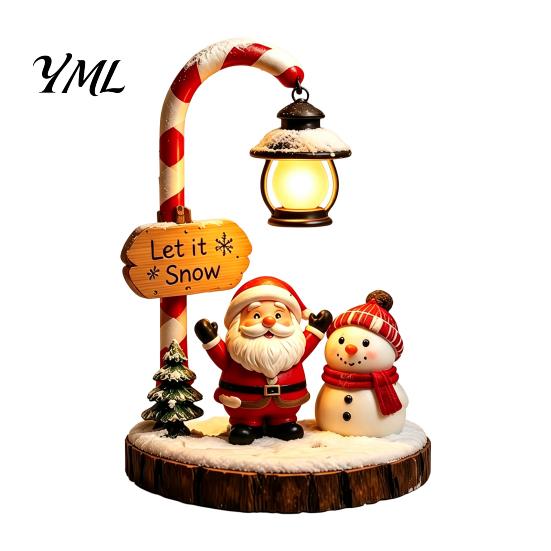 Christmas Decorative Lights Santa Claus Reading Lantern, Snowman Elk LED Night Light with Warm Modern Home Decor for Patio Glow, USB Resin Tabletop