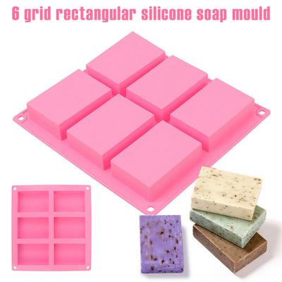 6 Cells Silicone Soap Molds Rectangle DIY Handmade Soap Making Tools Reusable Non Stick Baking Molds For Home Kitchen