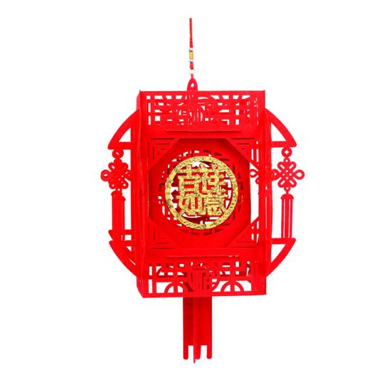 2 Stück Laternenanhänger zum chinesischen Neujahr mit Segensworten, Jahr des Drachen, Glücksszene, Layout-Ornament, Filzstoff, rote Laterne, Feiertagsparty, Zuhause
