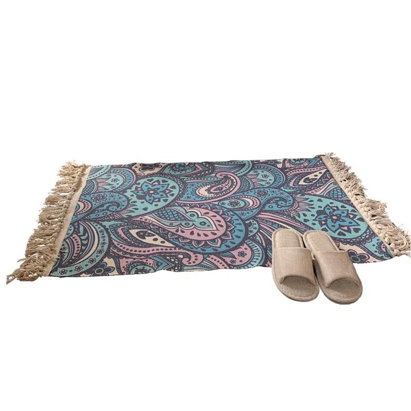 Cotton and Linen Carpet, Living Room Coffee Table Carpet, Bedroom Bedside Foot Mat Thickened Carpet, Bedroom, Foot Mat