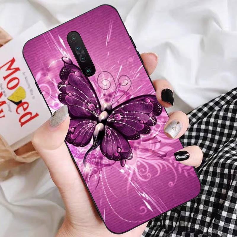 Beauty Pink Butterfly Phone Case For Redmi 9 5 S2 K30pro Silicone Fundas for Redmi 8 7 7A note 5 5A