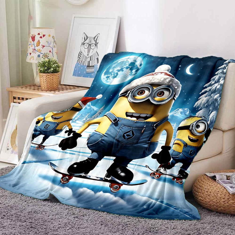 1Pc Christmas Minions Celebration Blanket Soft And Comfortable Casual Warm Camping Travel Christmas Halloween Gift M91755