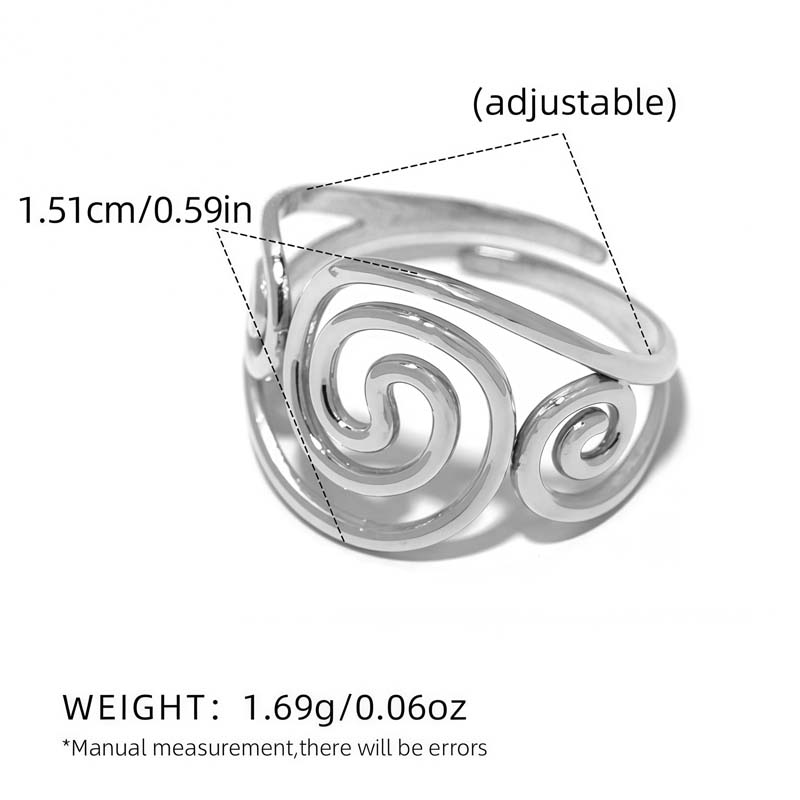 Fashion Metal Hollow Geometric Open Rings For Women Stainless Steel Gold Color Lines Spiral Adjustable Finger Ring Jewelry 2026