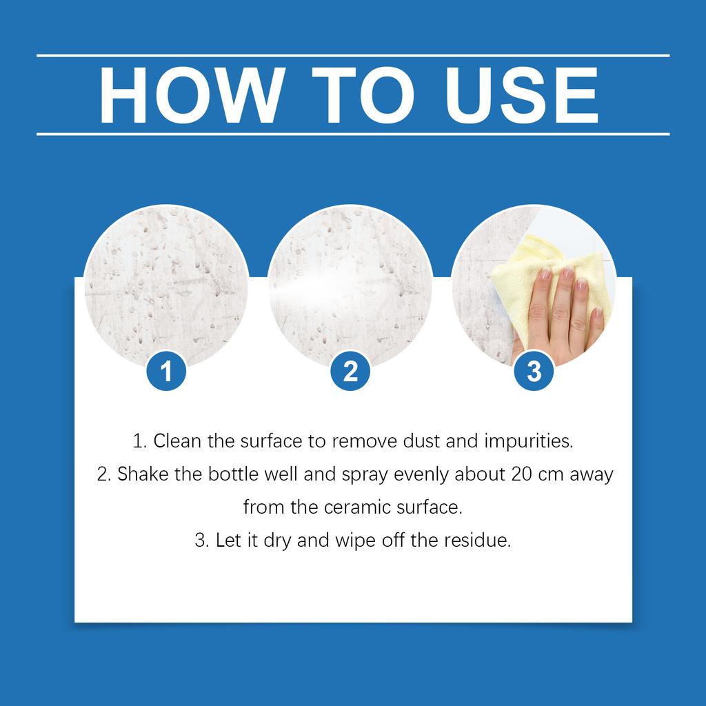 Ceramic Coating Spray Tile Polish Cleaner Household Ceramic Floor Care Liquid Sink Water Stain Remover Marble Maintenance Agent