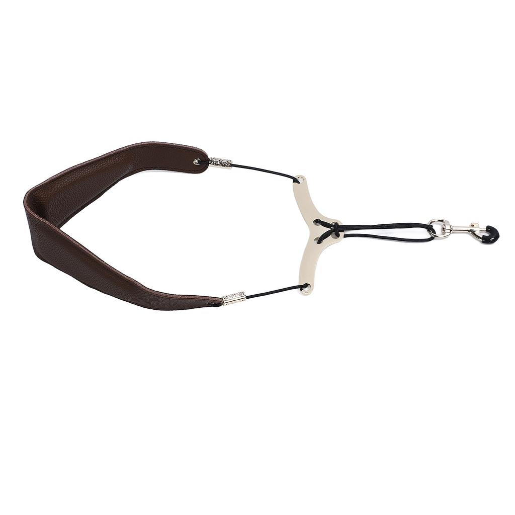 Saxophone Neck Strap for Alto Tenor Sax Breathable Adjustable Instrument Accessories with Metal Hook Brown