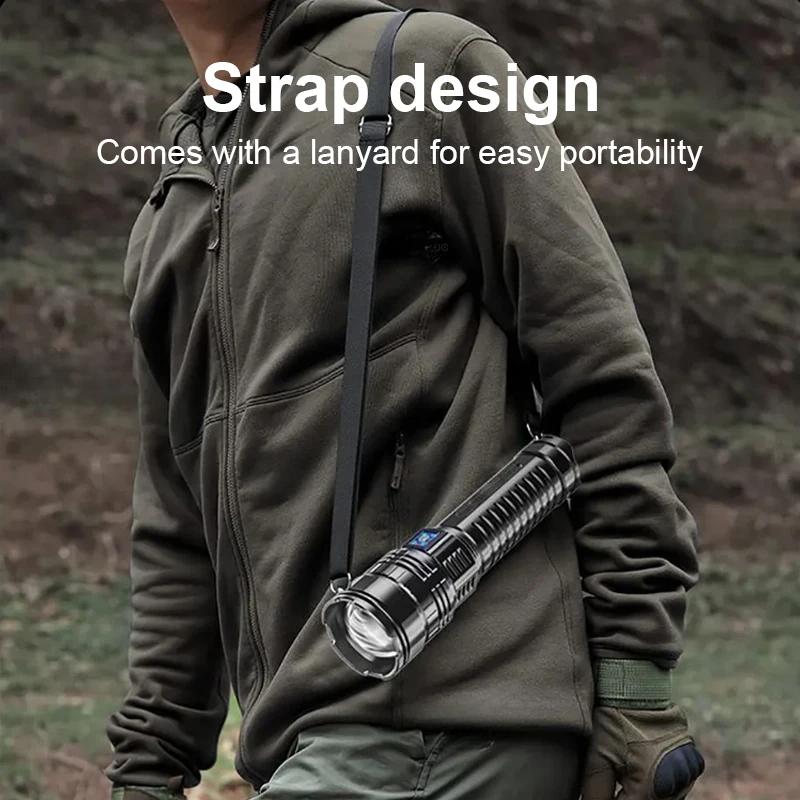 Lanterna de Grande Capacidade 15000mAh Recarregável LED Lanternas de Alta Potência Lanterna Zoom Lanterna Longo Alcance 3000M Luz COB