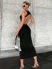 2026 Spring/Summer European American Women's Solid Color Slim Hollow Out Tank Dress
