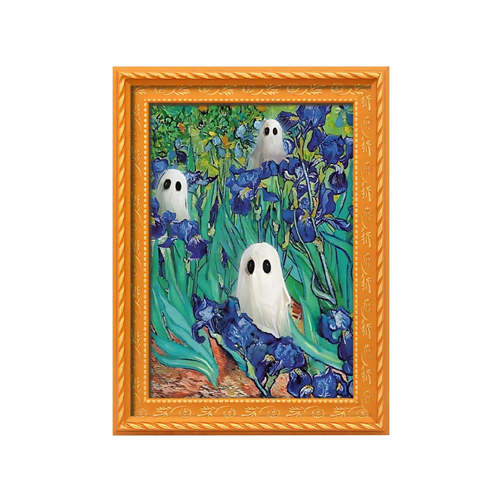 

Хэллоуин Искусство Маленькая Магнитная Фоторамка Рядом с Цветами, Деревянный Ретро Магнит на Холодильник One Size