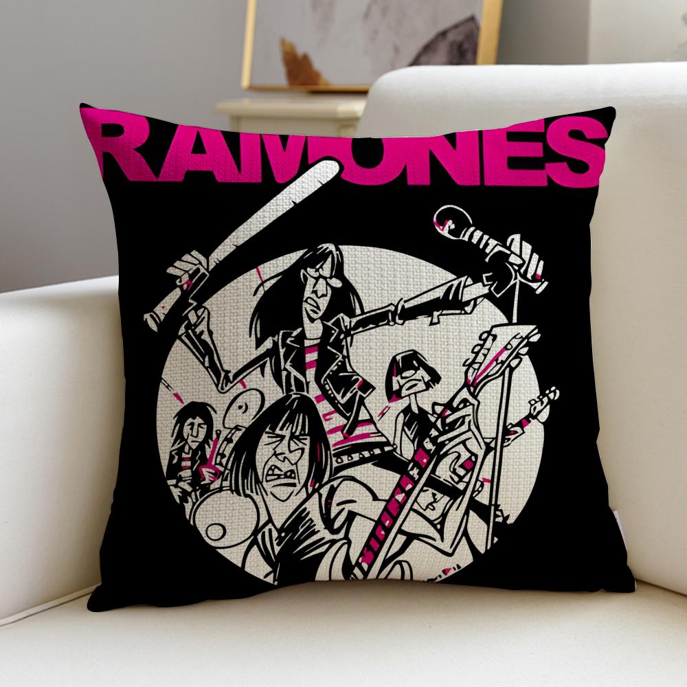 Punk RRamonesS Cushion Cover Breathable and skinfriendly linen pillowcase square removable and washable cushion