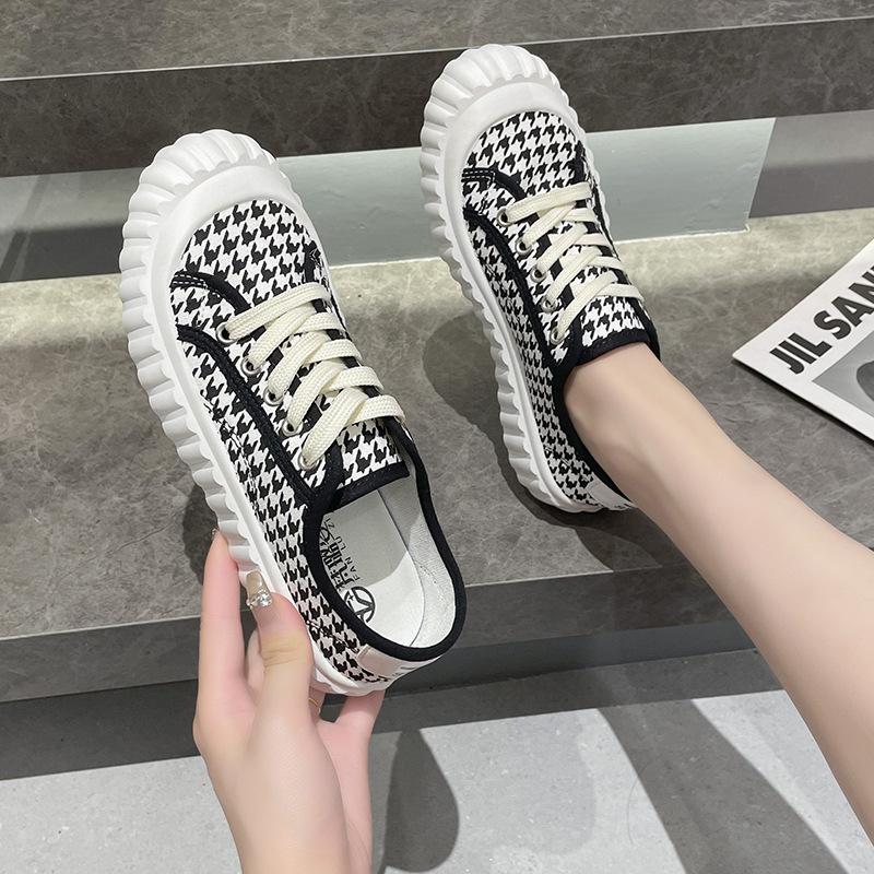 

Summer platform canvas shoes women s new fashion casual breathable front lace-up white shoes versatile tide 35