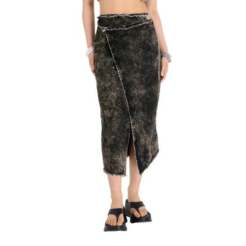 The Ragged Priest Dames/Dames Rune Denim Relaxed Fit Maxi Rok