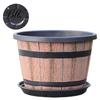 Brown Rustic Plant Pot Flowerpot Barrel Style Pots with Built-In Drainage Holes 8" Plastic-Inspired Finish Extra-Large, Thick Planter for Patio Garden