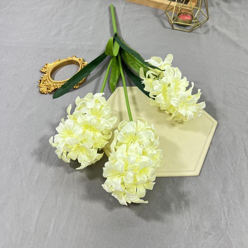 5pcs  Artificial Hyacinth Orientalis Flower Branch with Green Leaves Three Forks Hyacinth