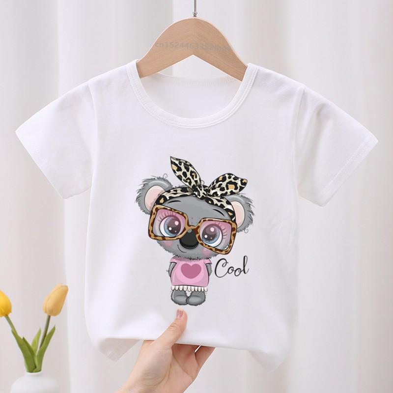 Kids Koala On The Tree Graphic Cartoon Boys T Shirts Funny Animal Girls Clothes Summer Short Sleeve Children‘s Clothing