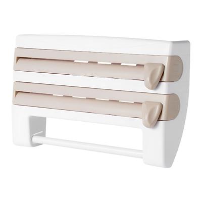 Wall Mount Plastic Wrap Food Dispenser with Cutter & Side Button Foil and Plastic Wrap Organizer Plastic Cling Wrap Dispenser