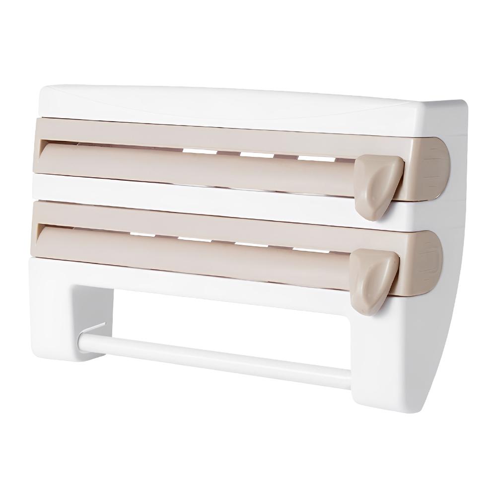 Wall Mount Plastic Wrap Food Dispenser with Cutter & Side Button Foil and Plastic Wrap Organizer Plastic Cling Wrap Dispenser хаки