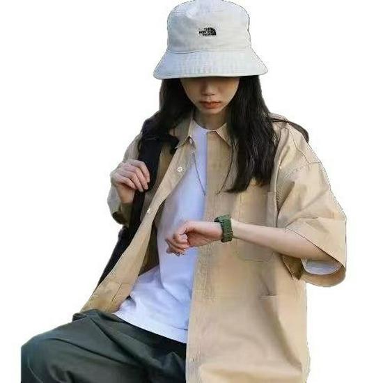 Japanese Style Solid Color Short Sleeve Shirt for Men and Women - Trendy, Loose, Casual Korean and Hong Kong Inspired Top (2025).