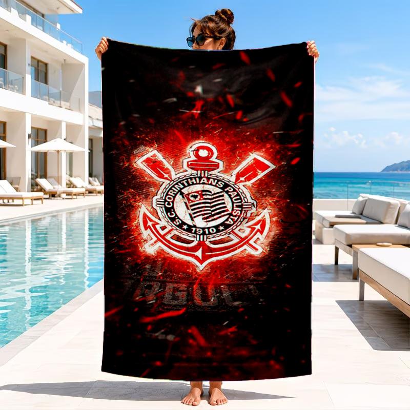 Football Club Emblem Beach Towel, Microfiber Beach Towel, Perfect For Pool, Beach, Travel, Home Decor Beach Party Fan gifts