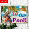 Tropical Pool Welcome Tin Sign – "Welcome To Our Pool" Beach Area Decor