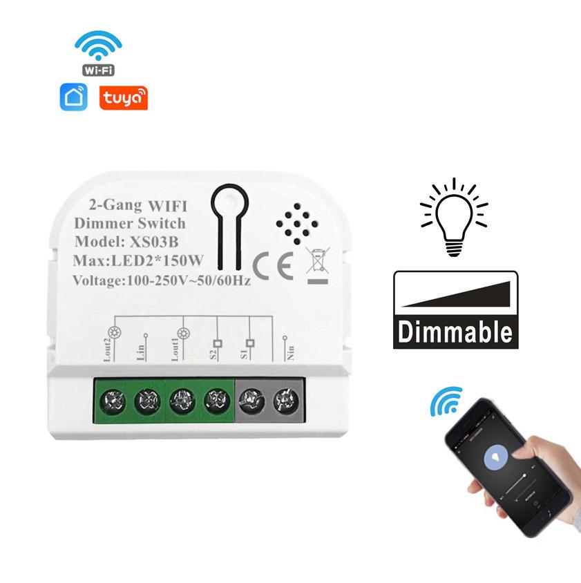 Tuya Smart WiFi Dimmer Switch with Voice Control and 2-Way Mini Dimming Module