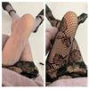 Women Aesthetic Flower Mesh Pantyhose Hosiery Vintage Peony Patterned Hollowed Out Fishnet Tights Stockings for Parties