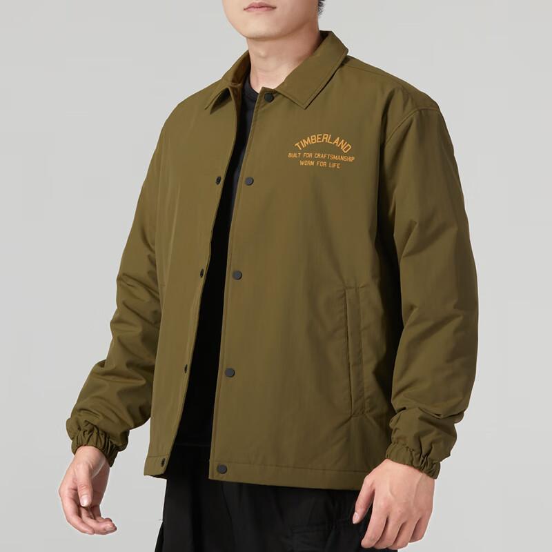 Timberland Letter Print Windproof Breathable Polo Casual Jacket Men Jacket Dark-Olive-Green A6JZD-302