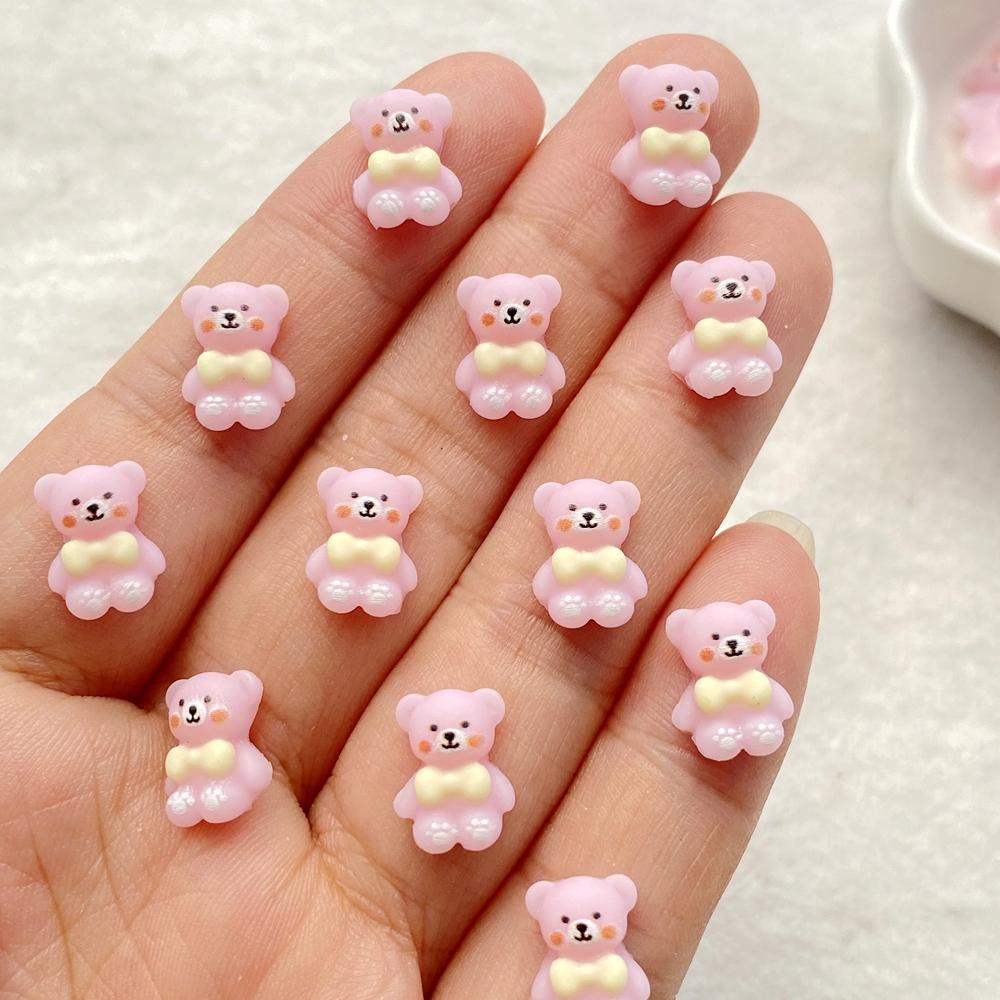 50pcs Mix Resin Colorful Mini Bow tie teddy bear Nail Art Flatback Stone Applique DIY Christmas Charms Scrapbook Decor Crafts