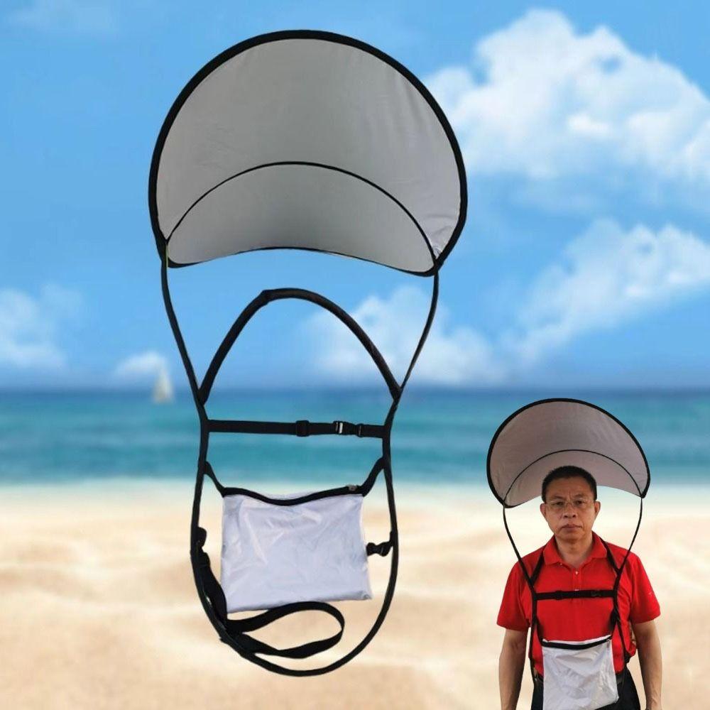 Large Fishing Umbrella Hat Sun Protection Foldable Double Shoulder Umbrella Hands Free Wide Brim Sun Shade Caps Hiking