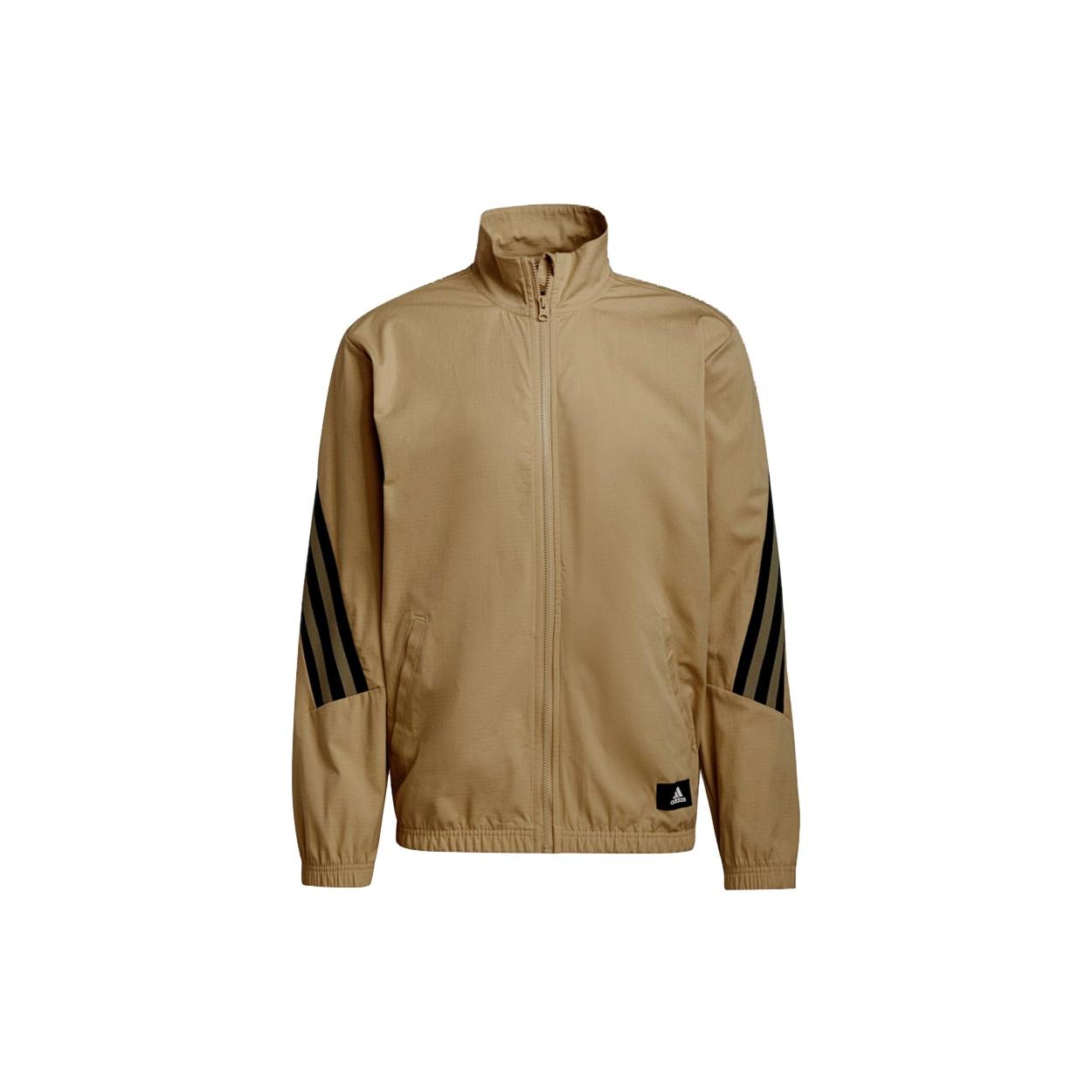 adidas M Future Icon Contrasting Colors Stripe Splicing Woven Stand Collar Sports Logo Jacket Khaki Men s GT0118 S
