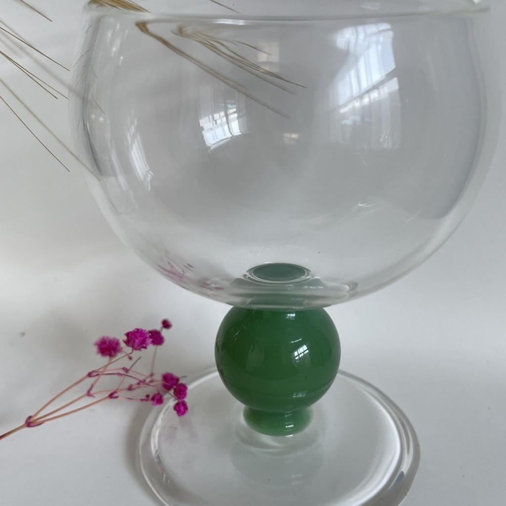 Mint Green Tall Glass Simple Round Red Wine Champagne Cup Creative French Vintage Cold Drink Juice Cup