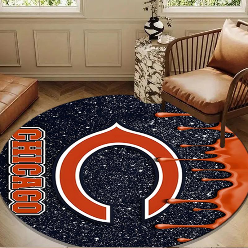 Chicago Bears Logo Round Mat, Anti-slip Circle Carpet Chair Rug For livingroom,Bedroom, Doormat Home Decor Gift Christmas Gifts