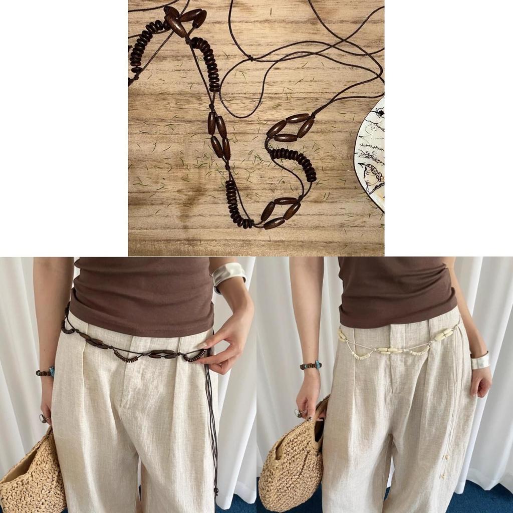 Ethnic Style Leather Waist Chain With Automatic Buckle For Bohemian Dress Waist Accessory