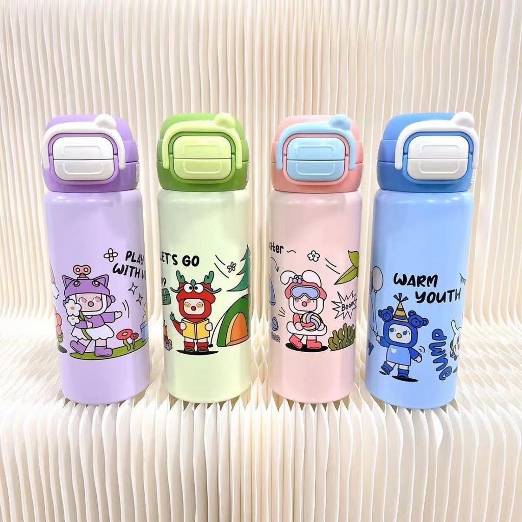 Water bottle thermos cup student adult stainless steel cover cup food grade portable sealed water cup bounce cup outdoor