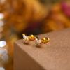 Small Butterfly Stud Earring Cubic Zirconia Gold Plated CZ Jewelry for Women Girls