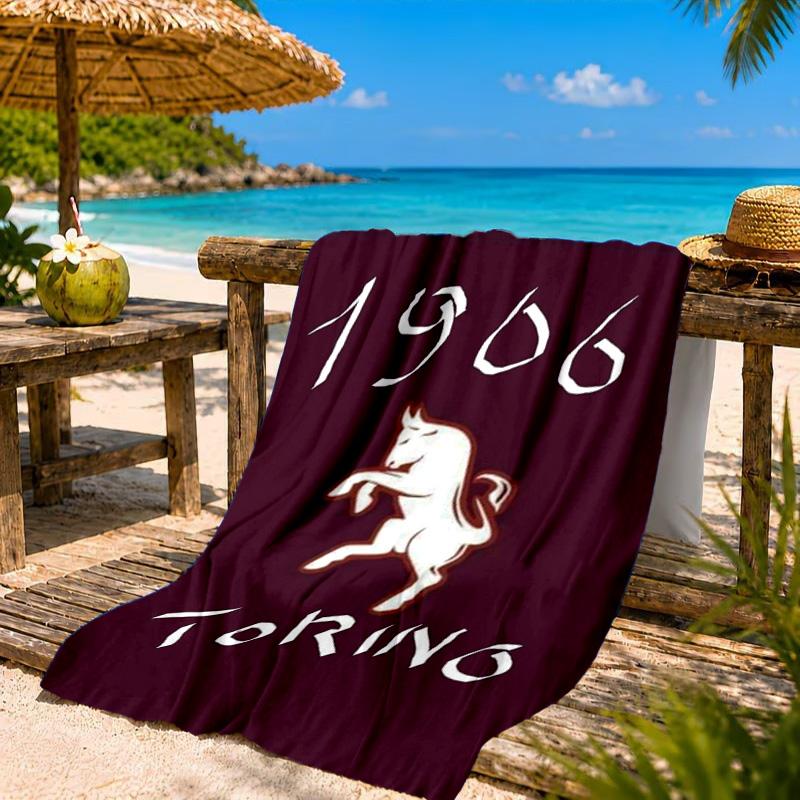 Asciugamano da Spiaggia con Stemma Torino Fc, Asciugatura Rapida, Facile da Curare, Adatto sia per il Fitness che per le Vacanze al Mare, Essenziale per lo Sport