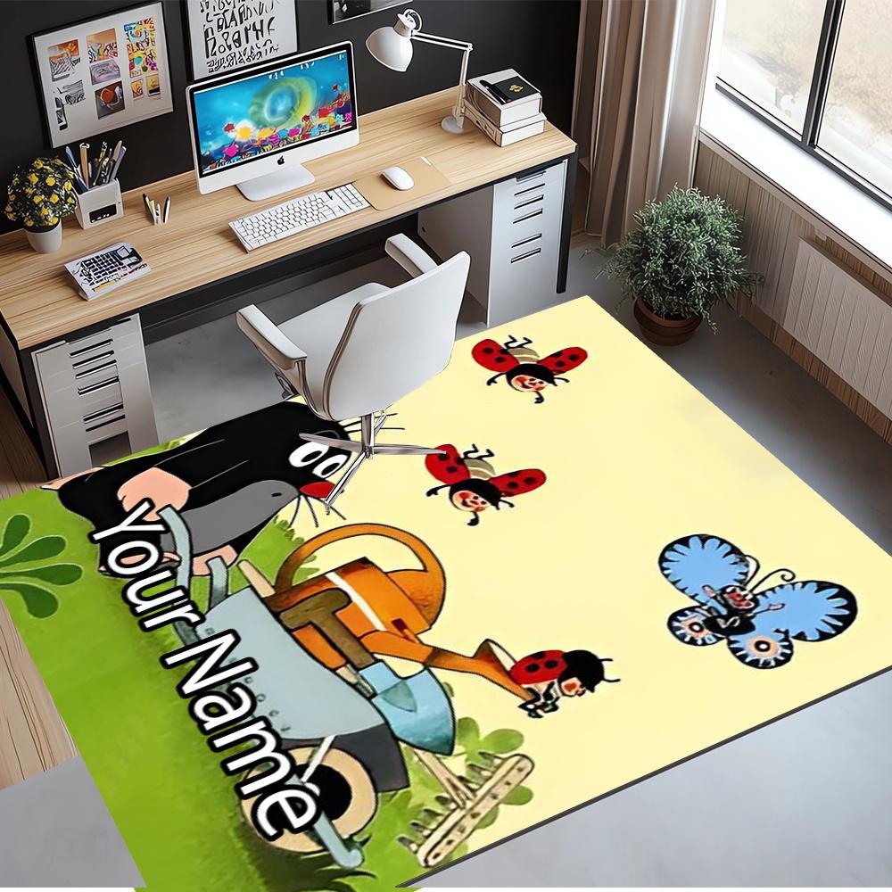 Custom Name Krtek Printed Carpet, Rug for Office Chair Living Room Bedroom Kitchen Room Decor Gifts.