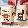 New Cartoon Plastic Press Type Trash Can Double Layer With Wheels Lid Home Storage Garbage Bin For Living Room Bedroom Indoor