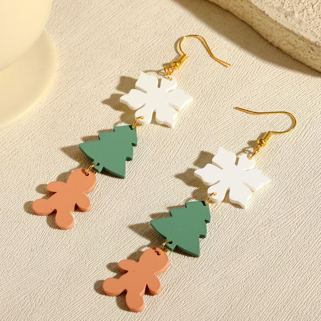 Semi-Managed Acrylic Earrings, Graduation Season Snowflake Tree Tassel Earrings