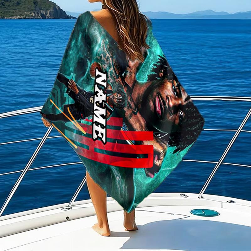 Custom Name Star Player Celebration Microfiber Beach Towel Super Soft & Absorbent for Bath, Beach, Travel Bath Time Accessory, Fan gifts