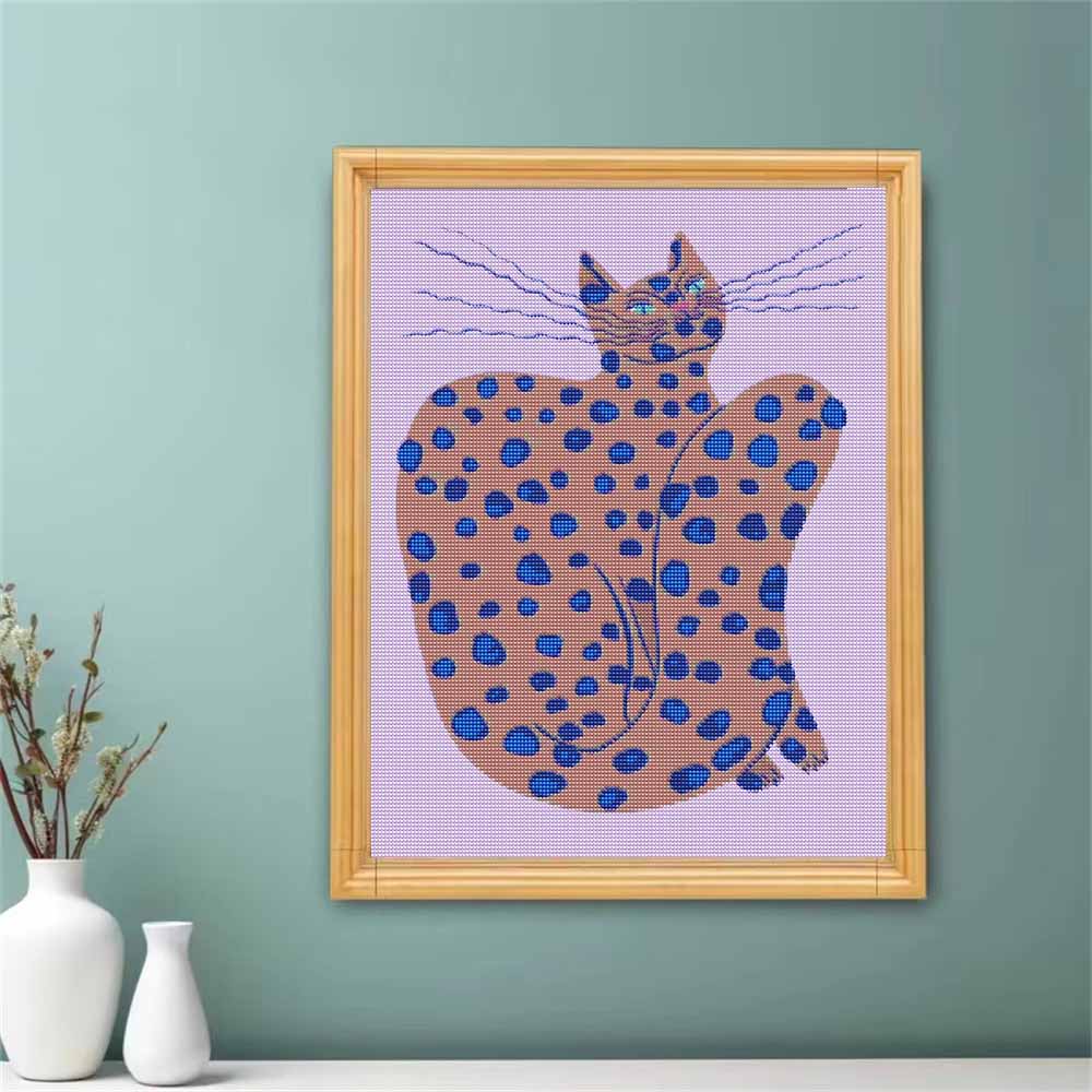 DIY 5D Diamond Art Kit Abstract Polka Dot Cat Pattern Full Drill Canvas Creative Craft for Living Room Home Wall Decor