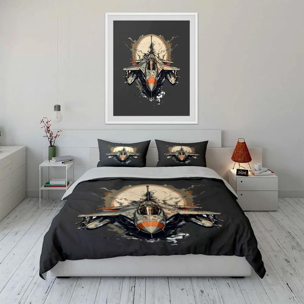"Jet Fighter Art Decor Set" Soft Comfortable Duvet Cover Bedding Set Included 1*Duvet Cover & 2*Pillowcases gift