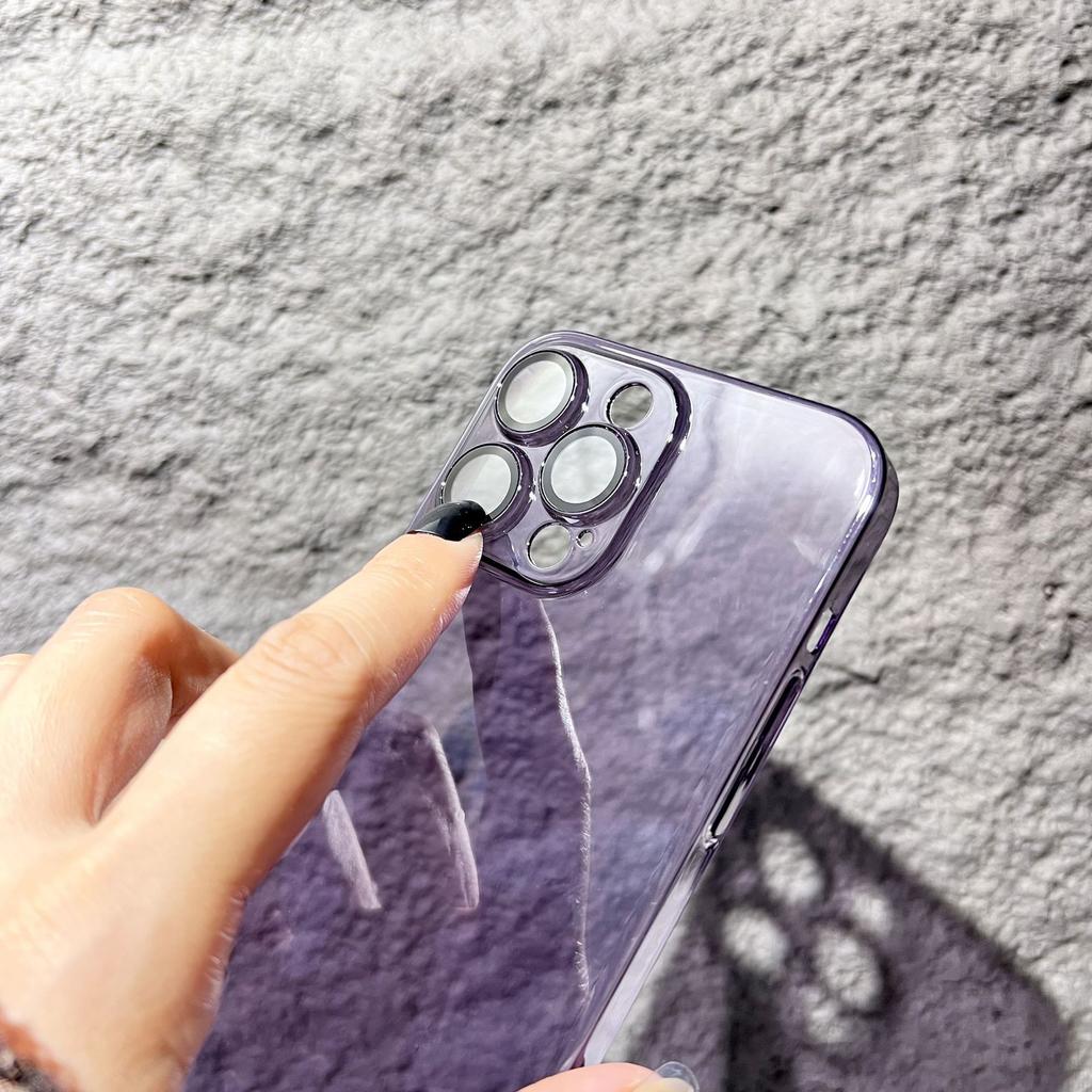 Transparent glass is suitable for Apple 16promax mobile phone case iphone15 lens film 13 transparent all-inclusive protective case