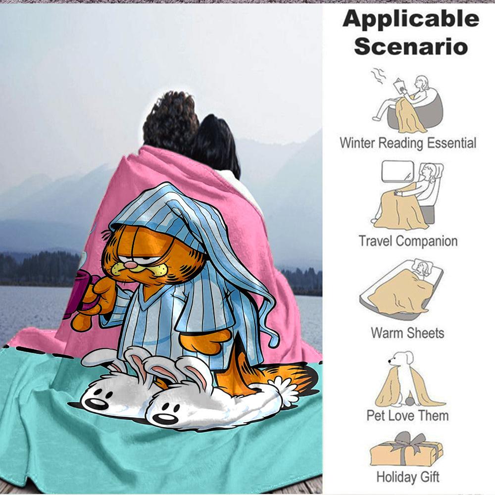 1pc Garfield Soft Skin-Friendly Flannel with Digital Printing, Various Sizes Available for Family, Friends, Birthday044