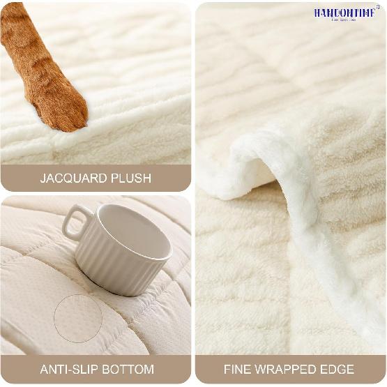 HANDONTIME Couch Cover for Dogs Washable, Fuzzy Sofa Cover for Pets Geometric Jacquard Non-Slip Couch Protector for Dogs Pet-Friendly Sectional